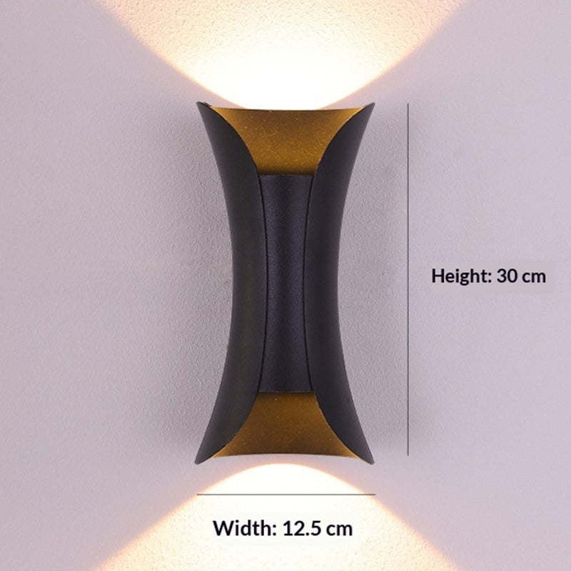 Maintained House Curved Up-Down Outdoor Wall Light - Black, medium size