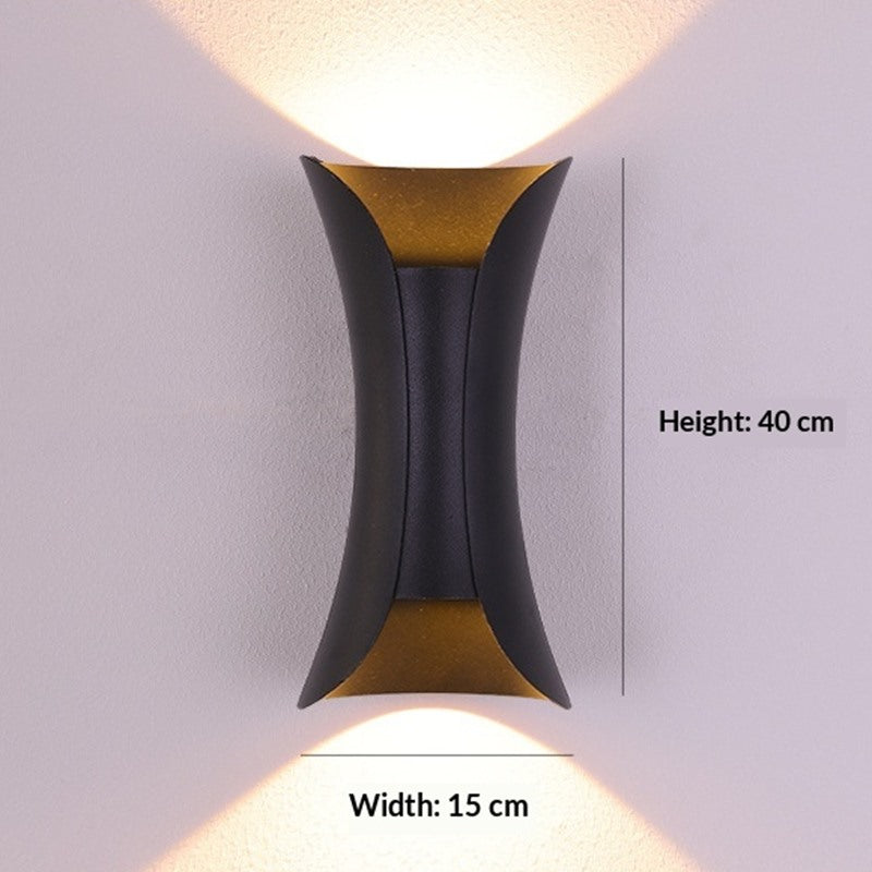 Maintained House Curved Up-Down Outdoor Wall Light - Black, large size