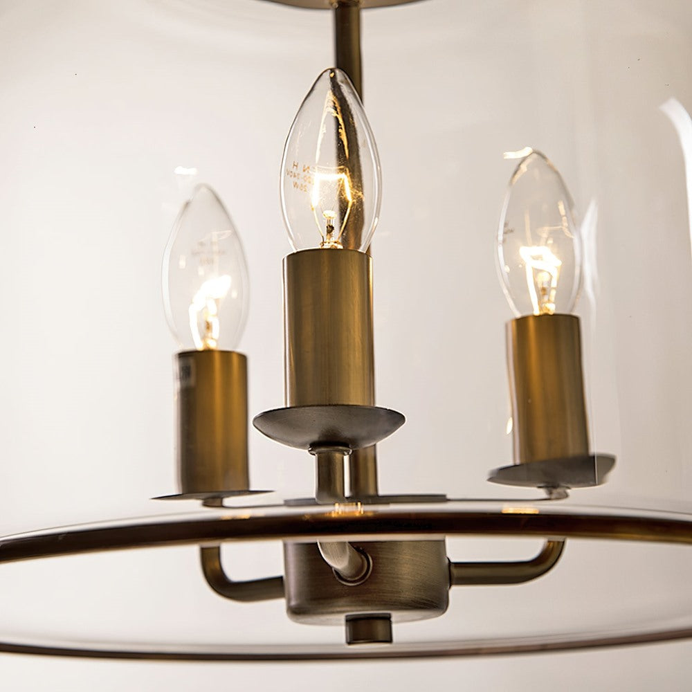 Maintained House Glass Bell Lantern Pendant Light - Candle lights close-up
