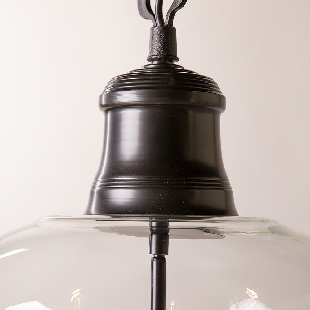 Maintained House Glass Bell Lantern Pendant Light - Black bell cap