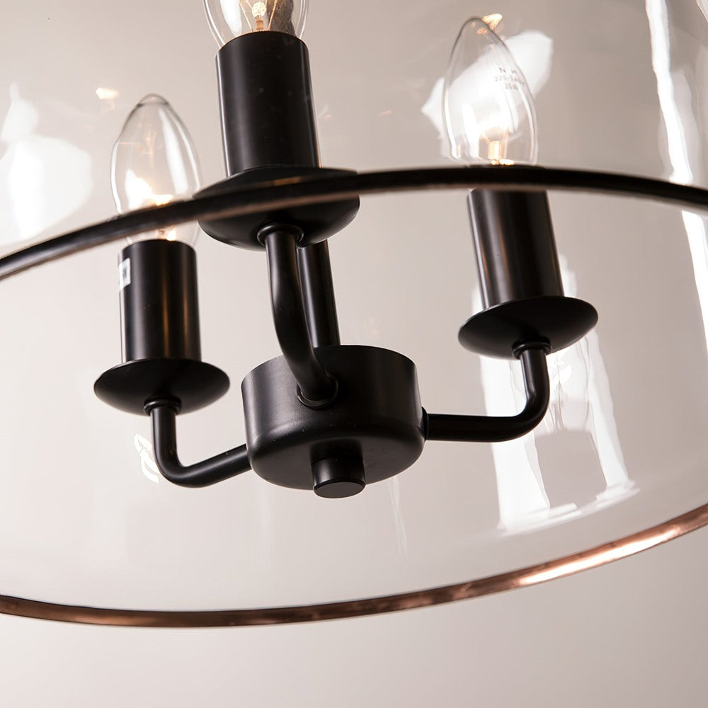 Maintained House Glass Bell Lantern Pendant Light - Black arms close-up
