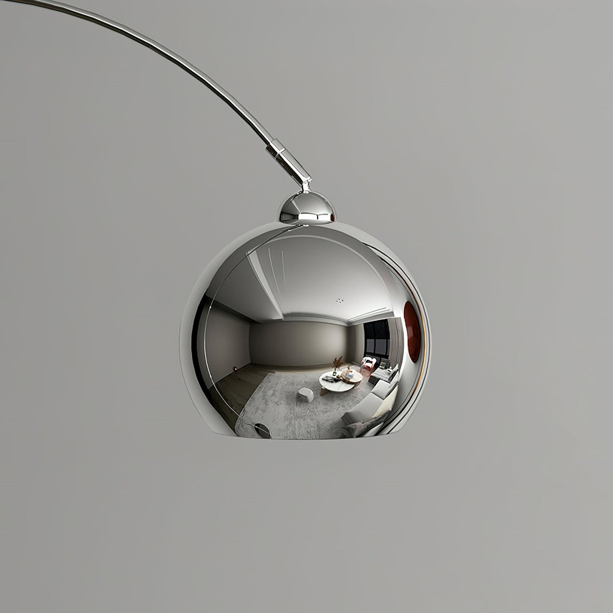 Maintained House Globe Arc Floor Lamp - Globe shade close-up