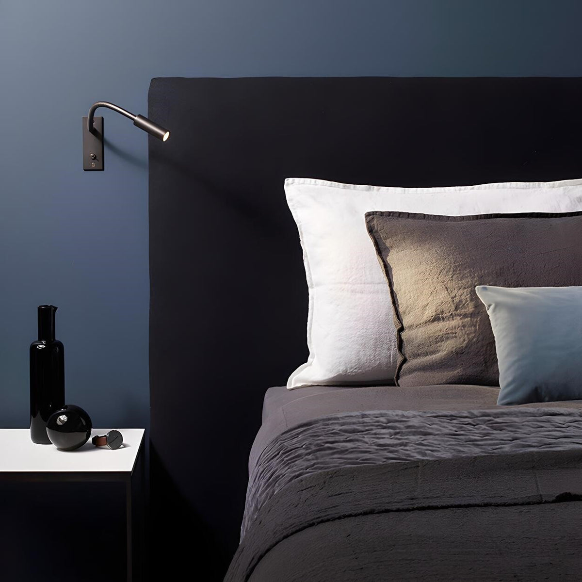 Maintained House Gooseneck LED Reading Wall Light - Beside a bed