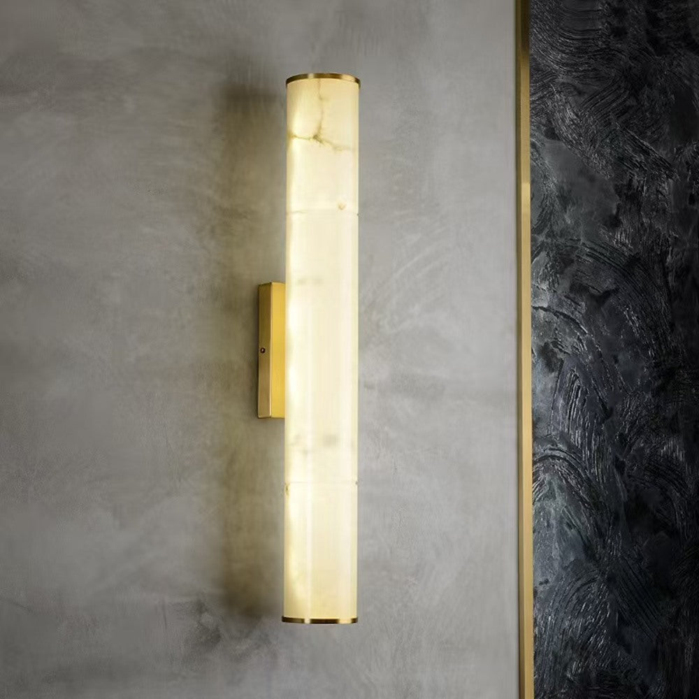 Maintained House Marble Tube Wall Sconce - Gold, 19.7 in