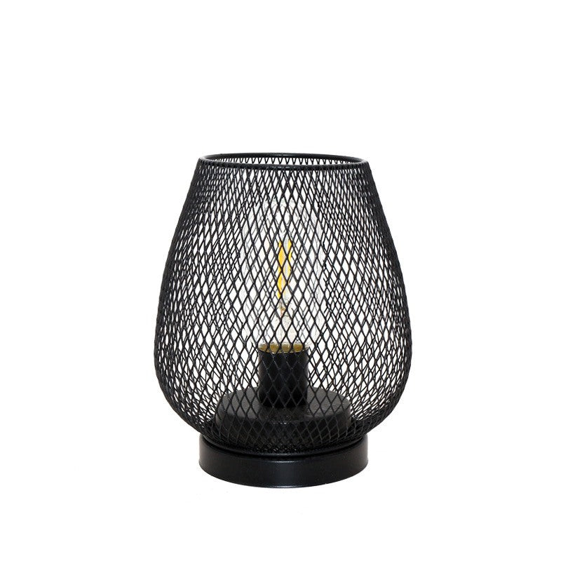 Maintained House Mesh Cage Cordless Table Lamp - Black, single lamp