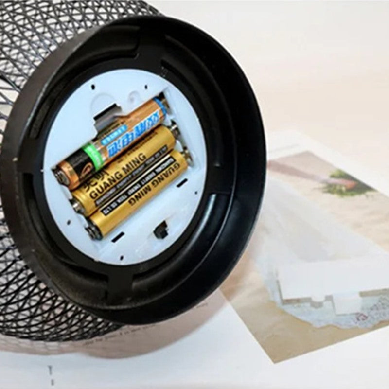 Maintained House Mesh Cage Cordless Table Lamp - Battery compartment in the base