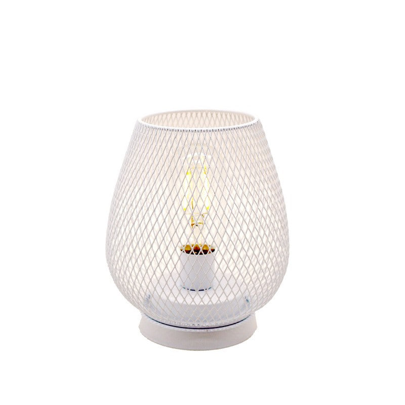 Maintained House Mesh Cage Cordless Table Lamp - White, single lamp
