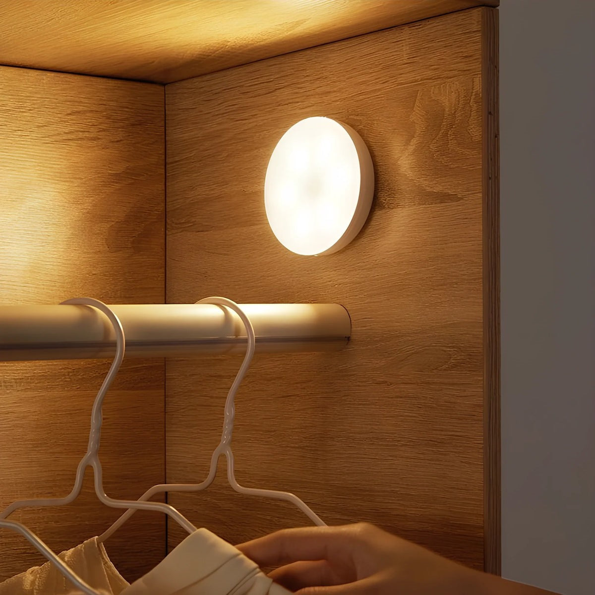 Maintained House Motion Sensor Puck Light - Lighting the inside of a wardrobe