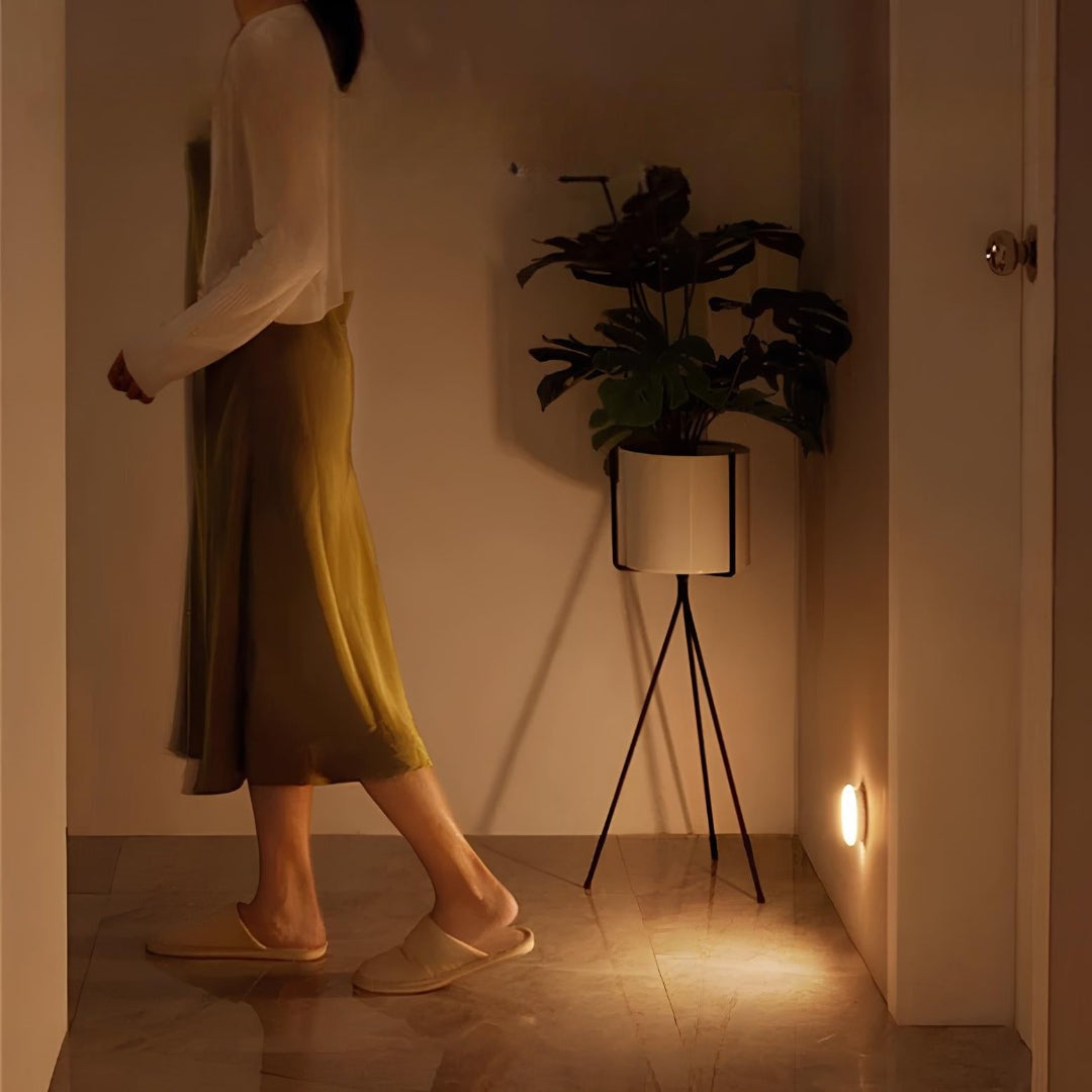 Maintained House Motion Sensor Puck Light - Switching on in a dark hallway as someone walks past