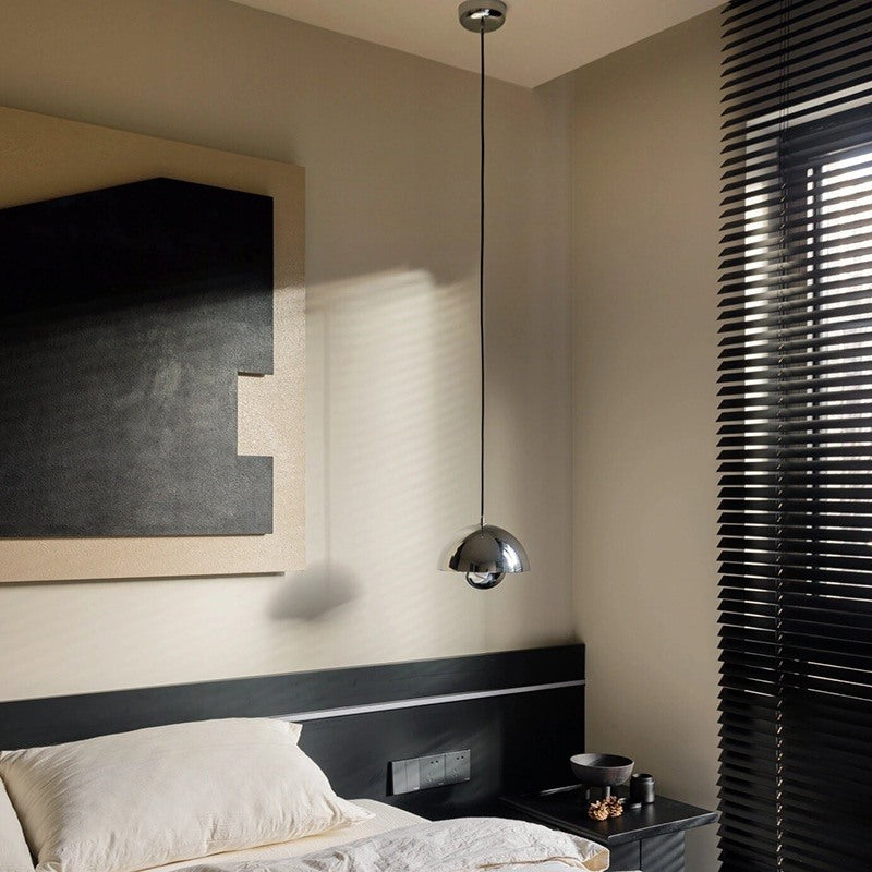 Maintained House Nested Dome Pendant Light - Mirror Silver in a bedroom