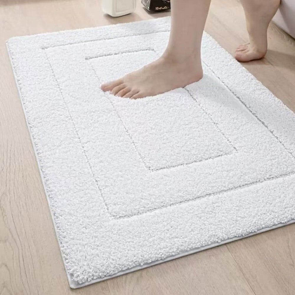 Maintained House Plush Microfiber Bath Mat - White, underfoot