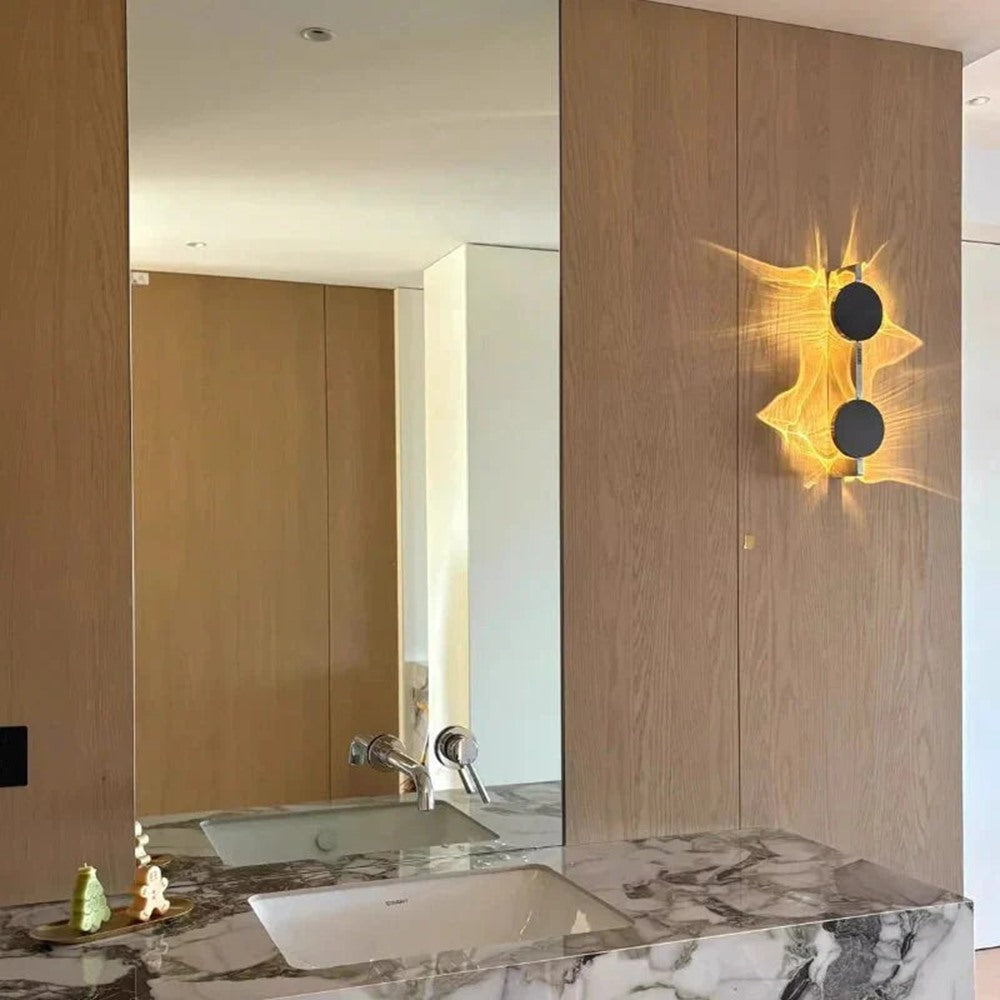 Maintained House Rotating Ripple Light Wall Sconce - Double lamp beside a bathroom mirror