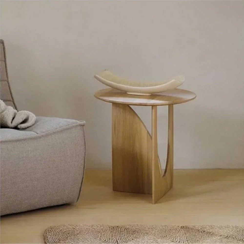 Maintained House Sculpted Round Side Table - Natural