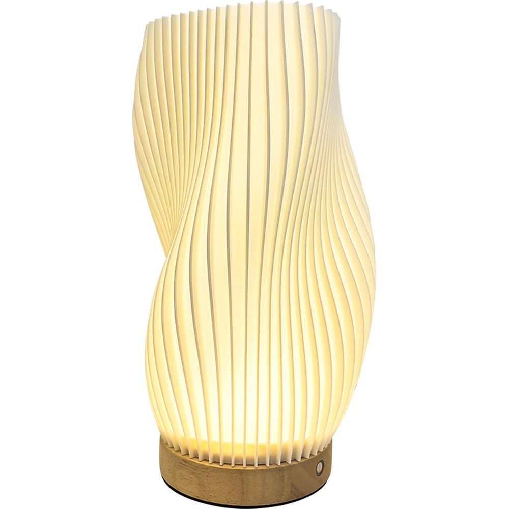 Maintained House Sculpted Wave Table Lamp - Curve shade on a bamboo base