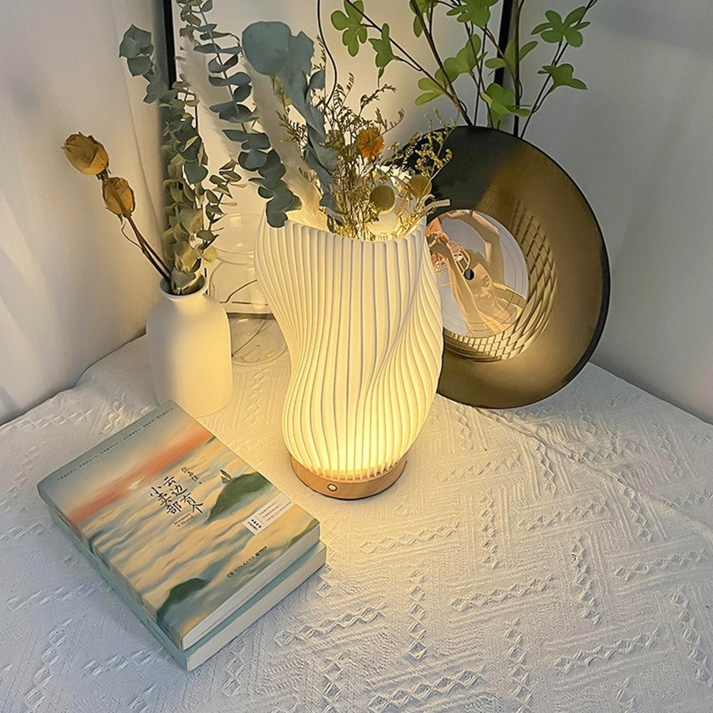 Maintained House Sculpted Wave Table Lamp - Curve lamp in a styled corner