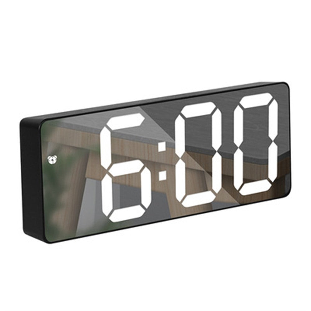 Maintained House Slim LED Temperature Alarm Clock - Black mirror with white digits