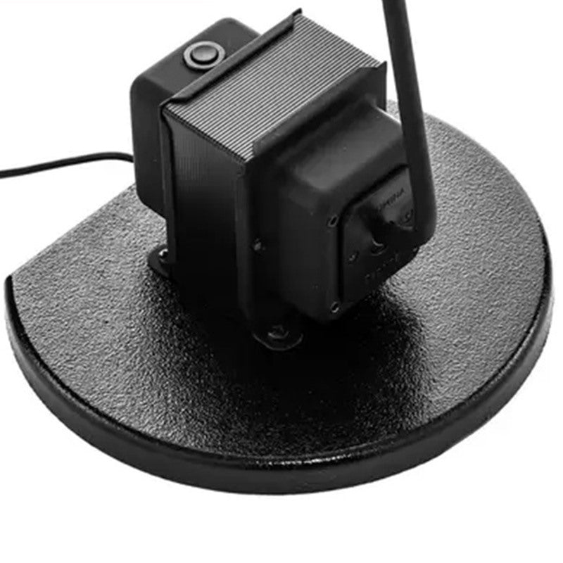 Maintained House Slim Swing Arm LED Floor Lamp - Steel base and dimmer button close-up