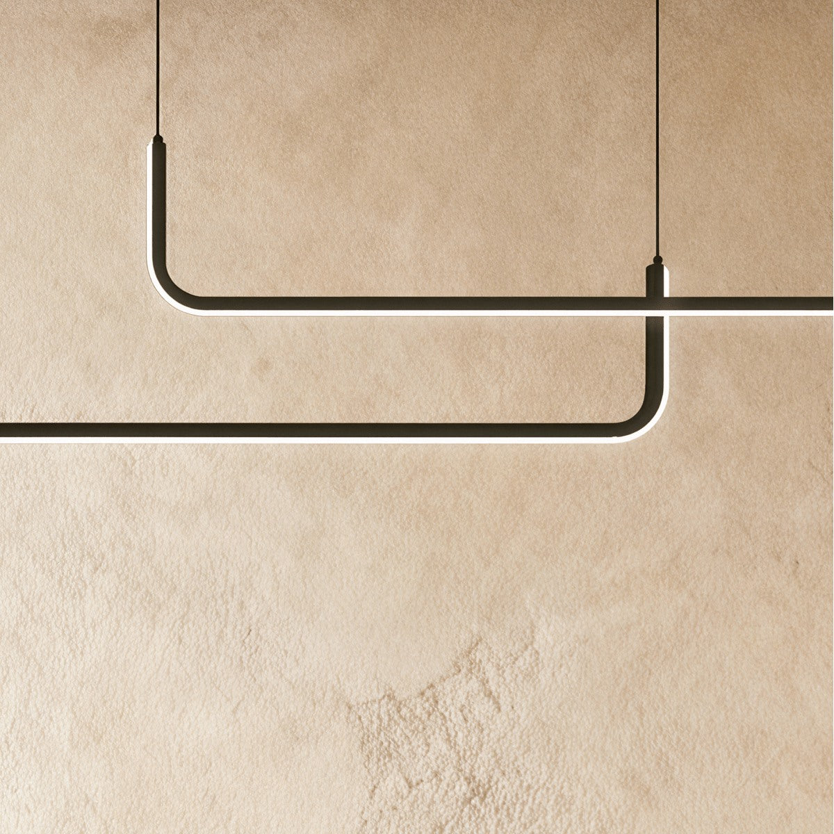 Maintained House U-Line LED Chandelier - Black bars close-up