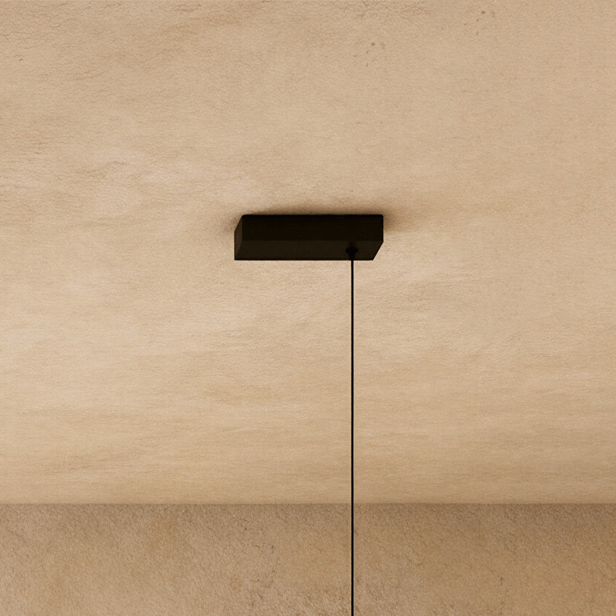 Maintained House U-Line LED Chandelier - Black ceiling canopy close-up
