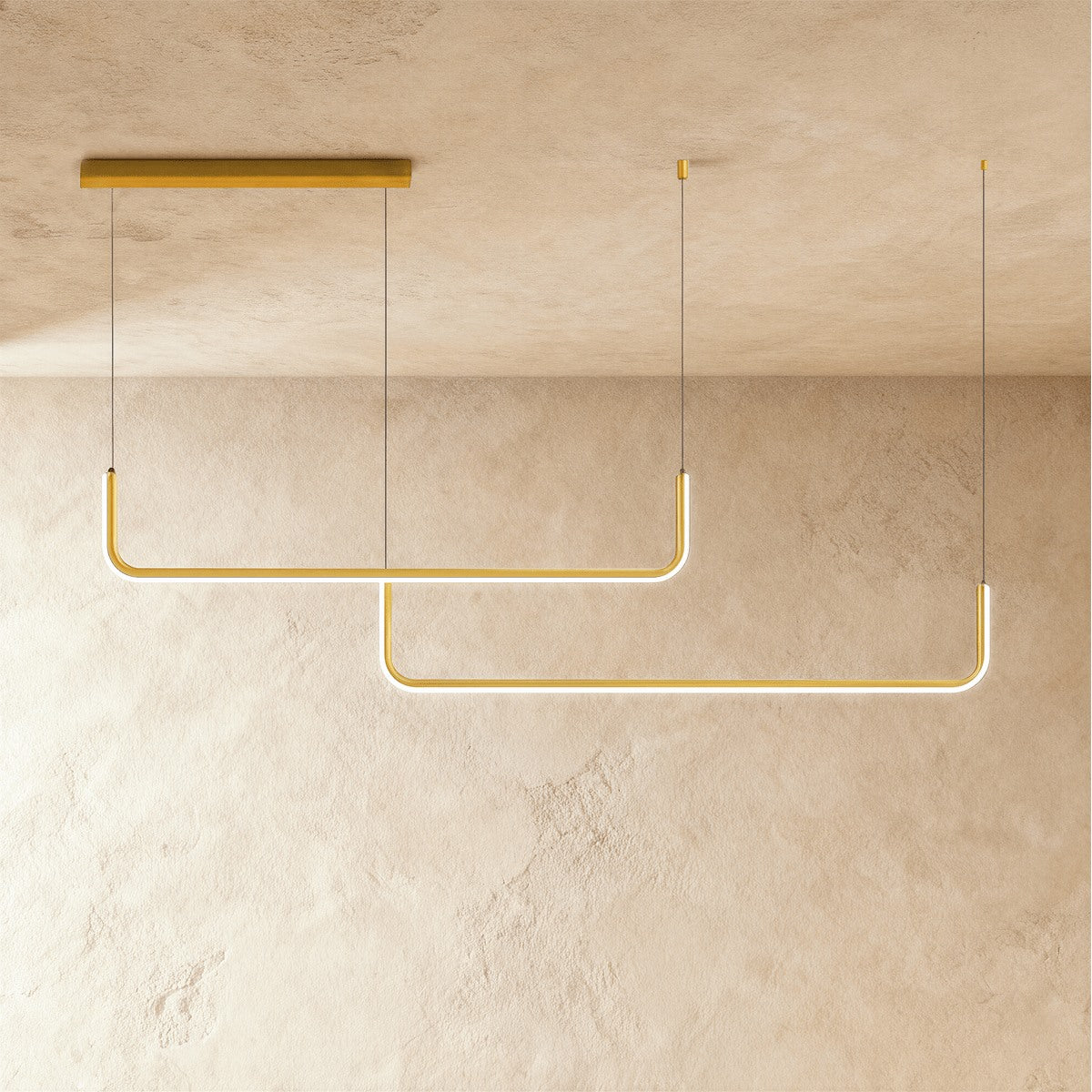 Maintained House U-Line LED Chandelier - Double Bar, Gold