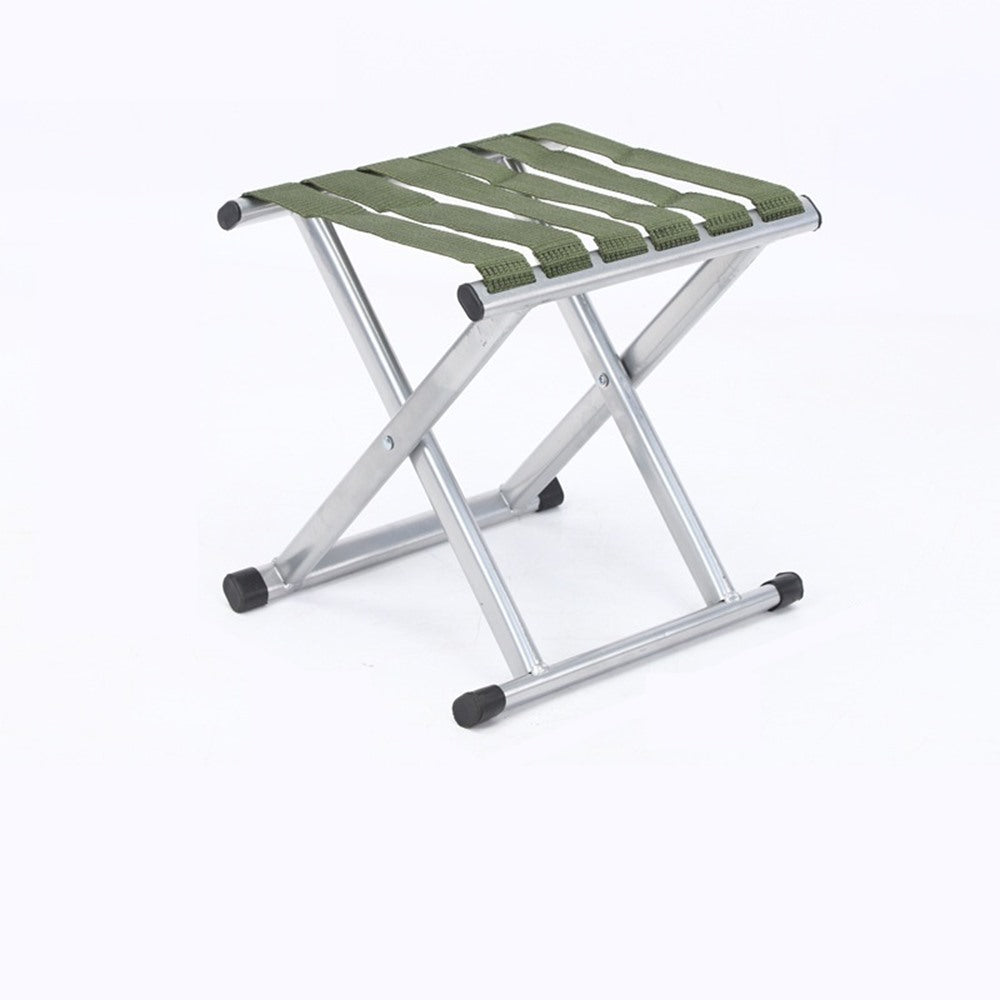Maintained House Webbing Seat Folding Stool - Silver & Olive