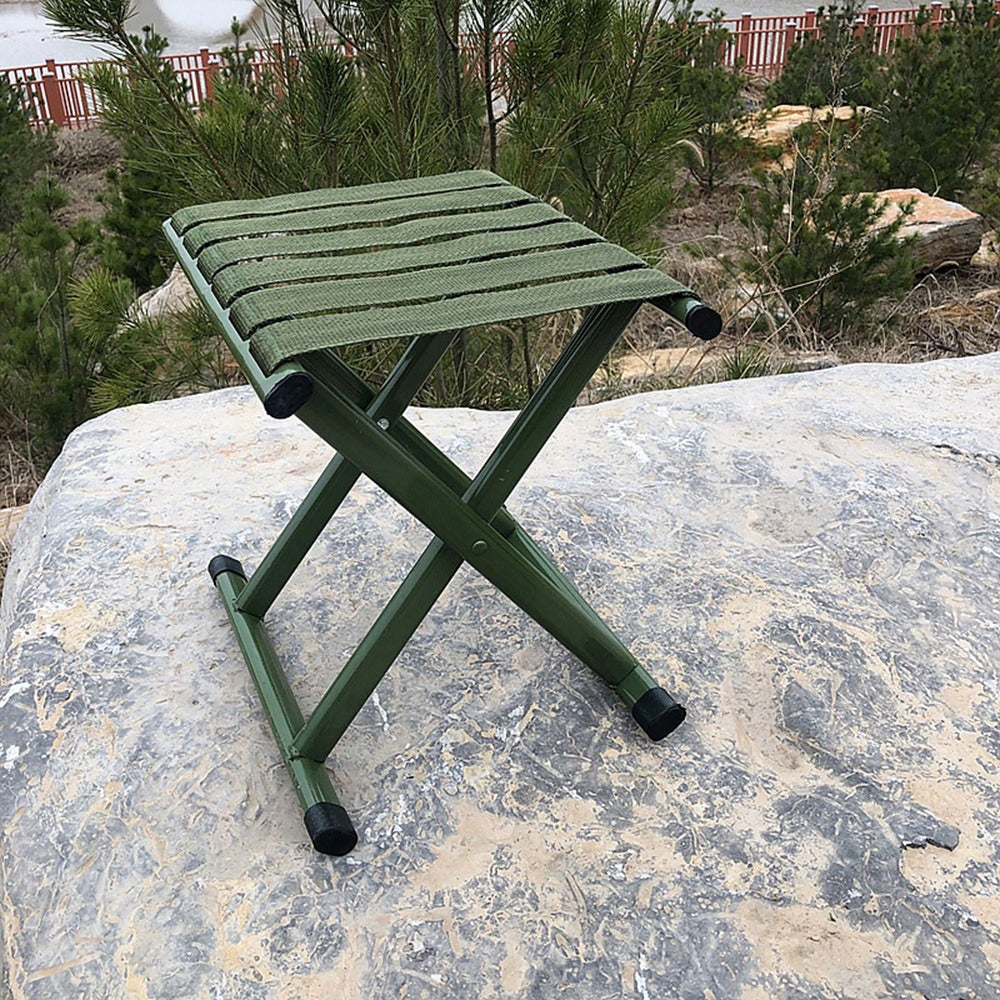 Maintained House Webbing Seat Folding Stool - Olive Green outdoors