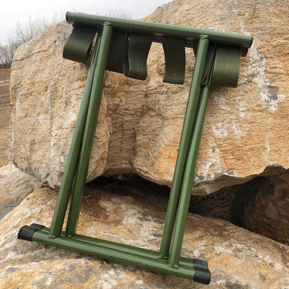 Maintained House Webbing Seat Folding Stool - Folded flat