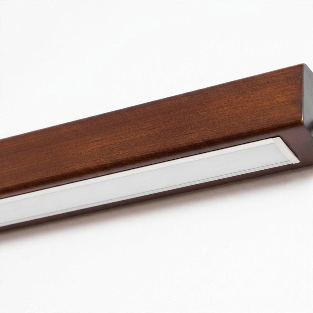 Maintained House Wood Linear LED Wall Light - Close-up of the walnut finish and diffuser