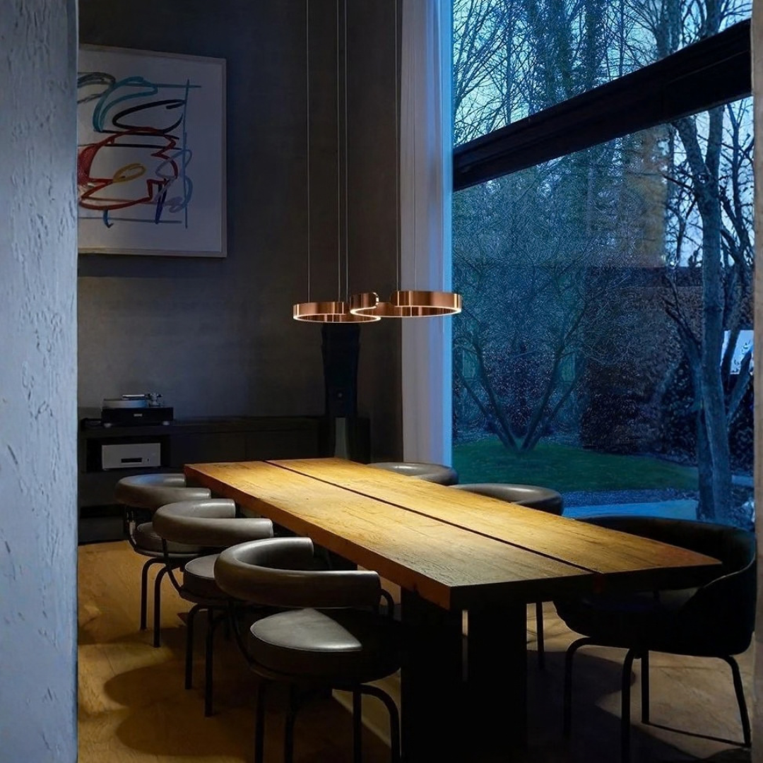 Floating Halo Ring LED Pendant | Modern Stainless Steel Ring Chandelier for Dining Room