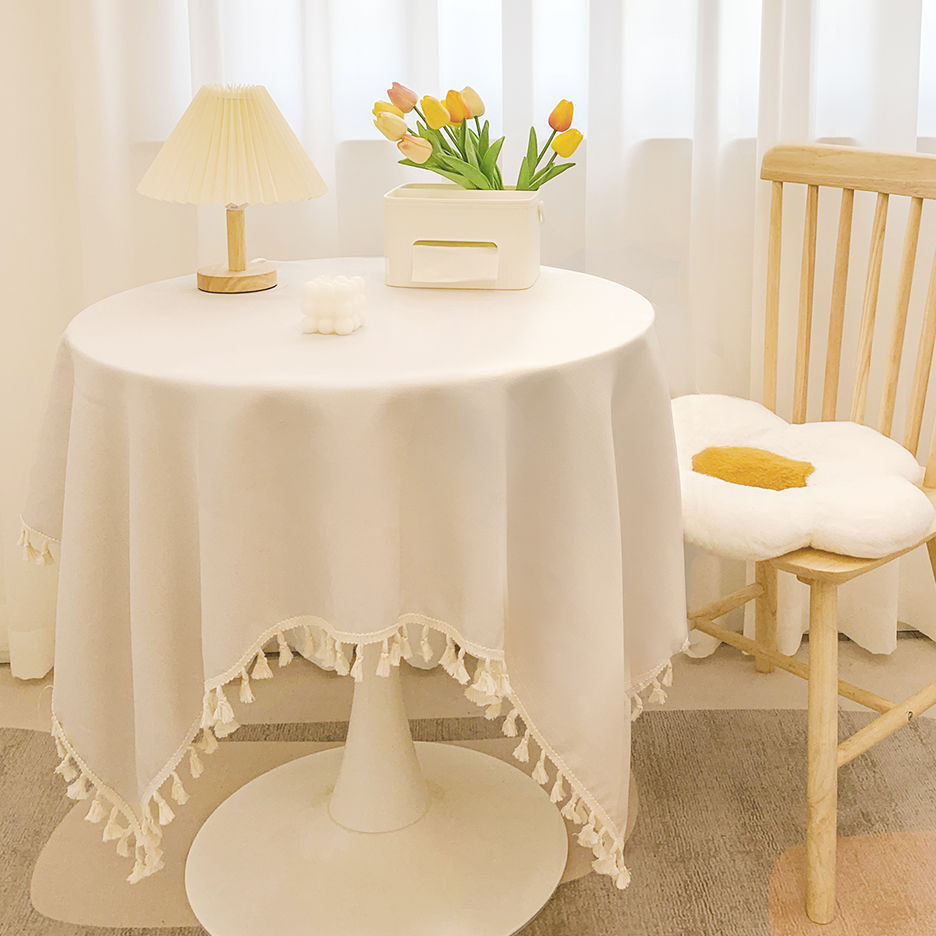Bohemian Cotton Linen Tablecloth with Tassel Trim – Decorative, Easy Care, Versatile 0