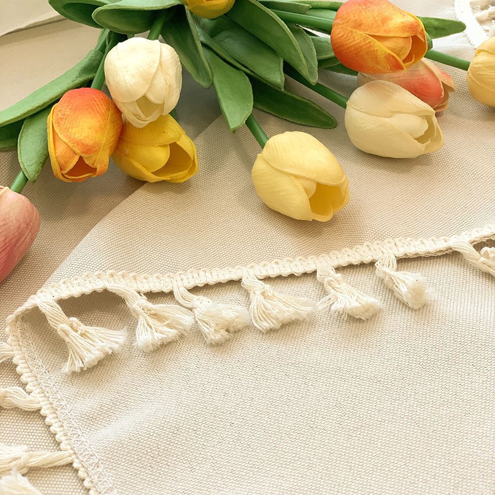 Bohemian Cotton Linen Tablecloth with Tassel Trim – Decorative, Easy Care, Versatile 1