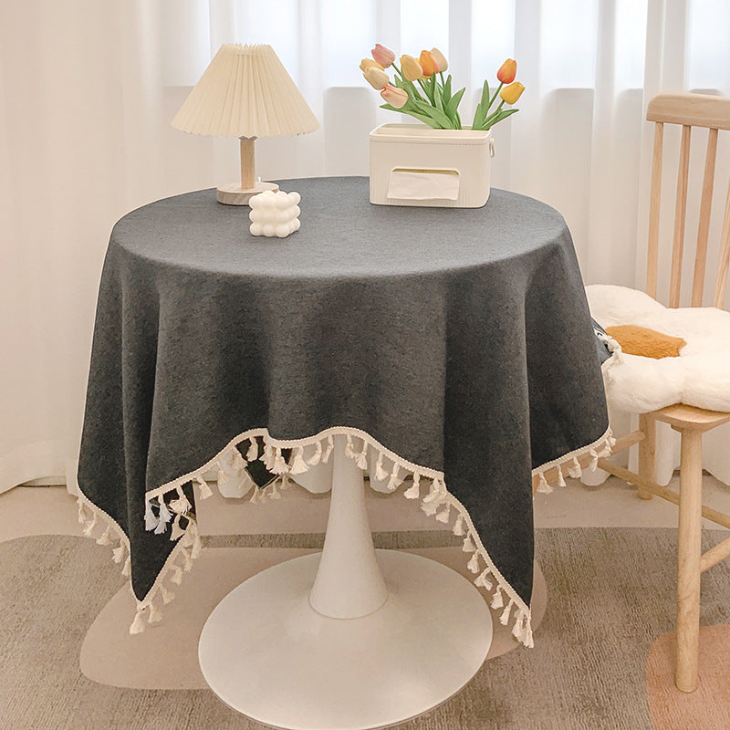 Bohemian Cotton Linen Tablecloth with Tassel Trim – Decorative, Easy Care, Versatile 7