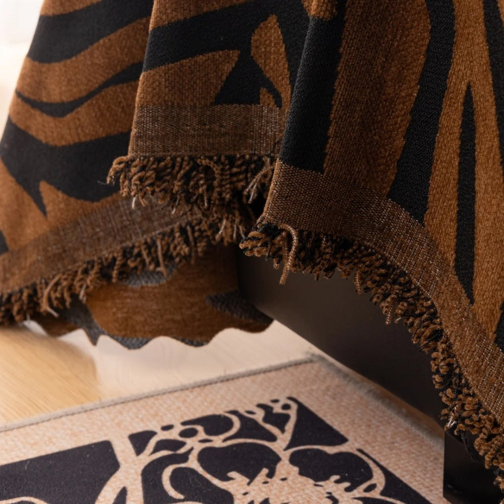 Bold Chenille Zebra Sofa Cover – Stylish Protection with Soft Texture and Tasselled Edges 7