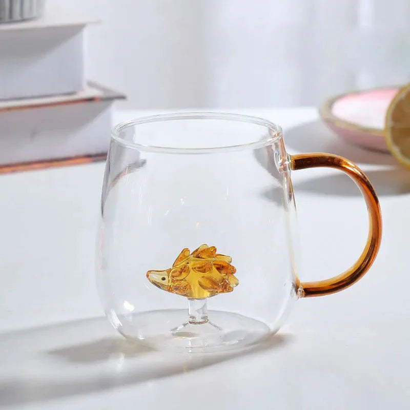 Charming Heat-Resistant Borosilicate Glass Mug with 3D Animal Motif 0