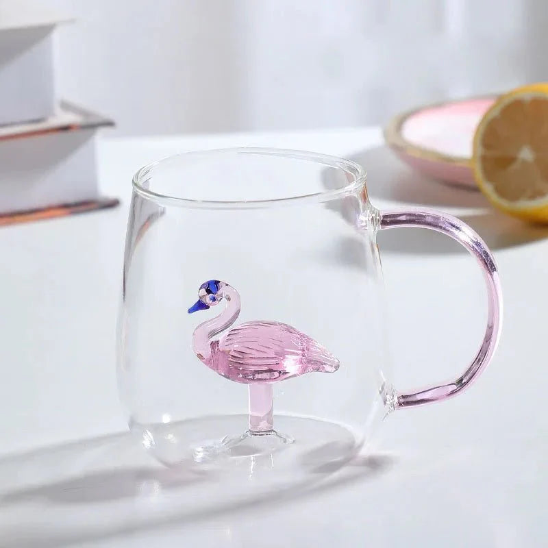 Charming Heat-Resistant Borosilicate Glass Mug with 3D Animal Motif 3