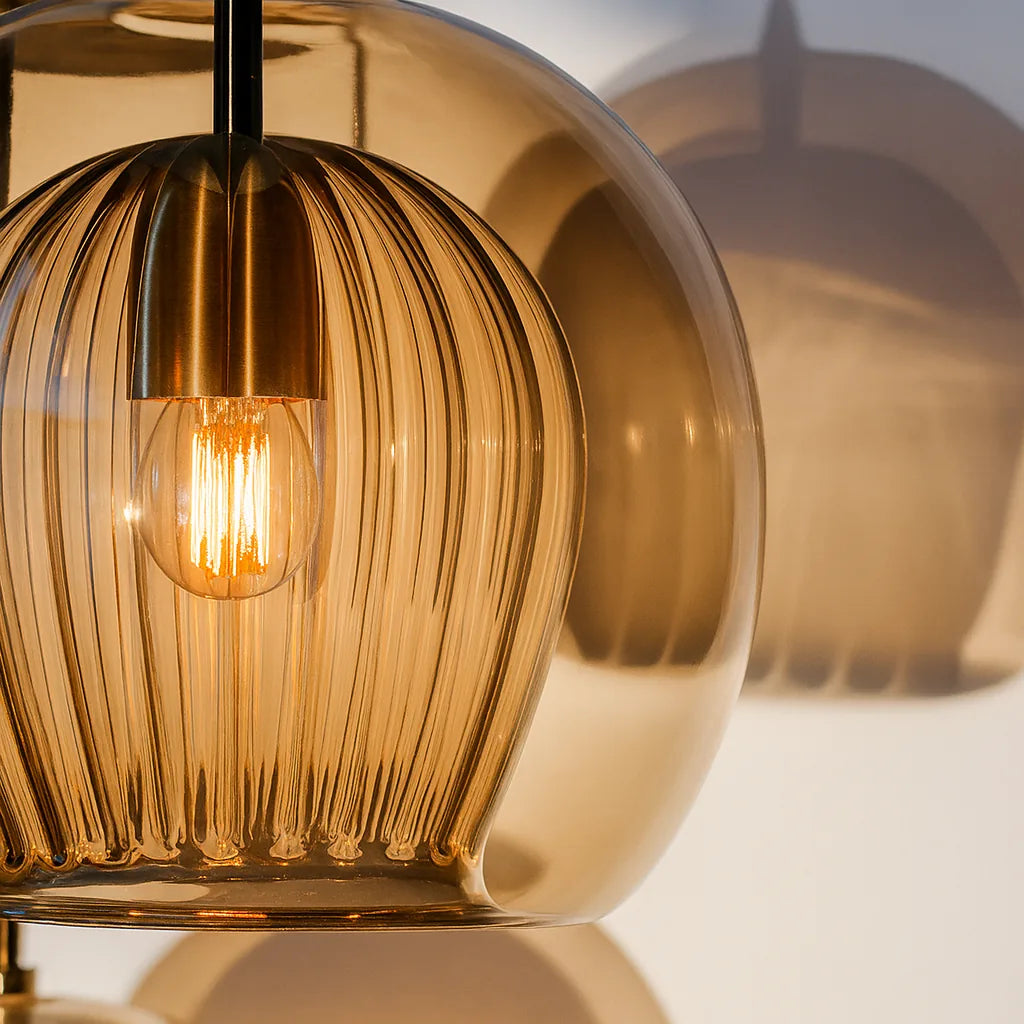 Chic Double Glass Globe Pendant Light – Adjustable Dimming with Brass Finish 6