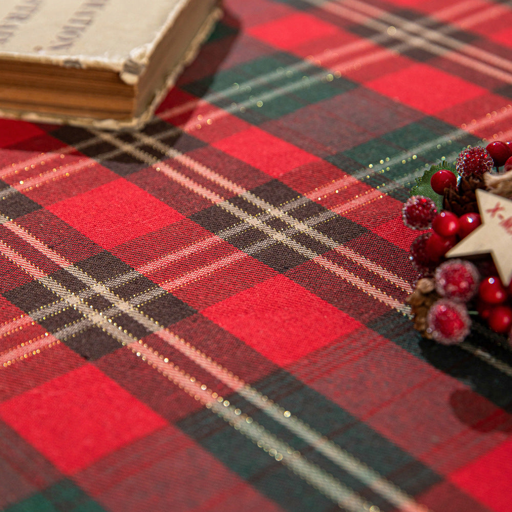 Christmas Tablecloth – Festive Red and White Plaid Design with Durable Polyester 5