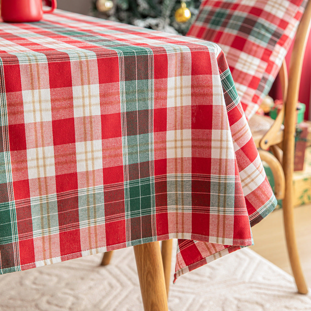 Christmas Tablecloth – Festive Red and White Plaid Design with Durable Polyester 6