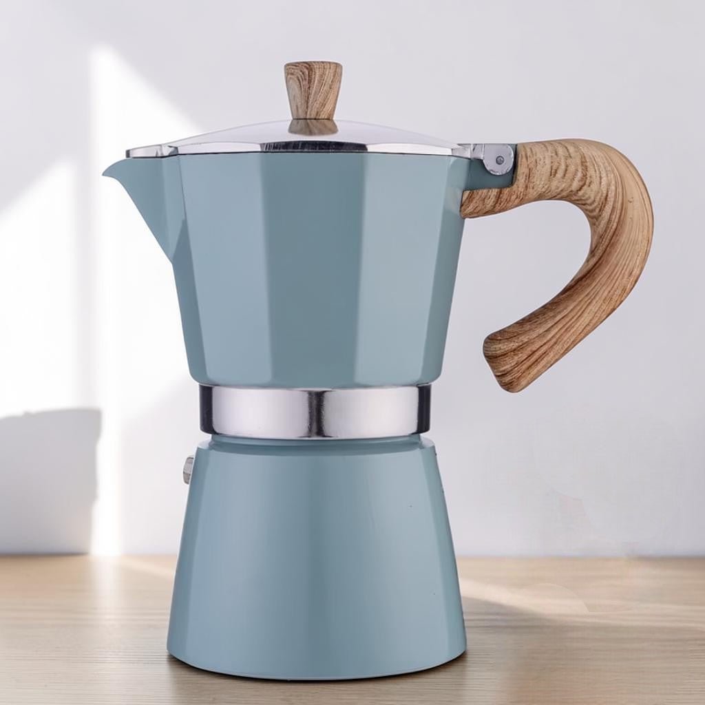 Classic Blue Stovetop Espresso Maker – Timeless Design with High-Pressure Extraction 0