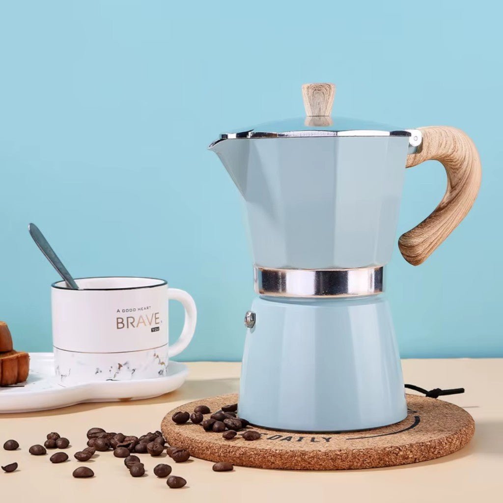 Classic Blue Stovetop Espresso Maker – Timeless Design with High-Pressure Extraction 1