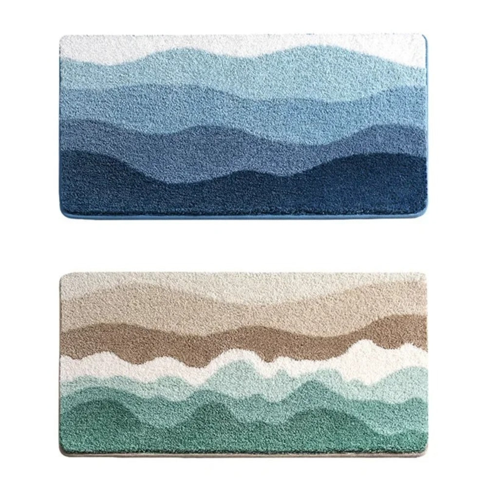 Coastal Wave Pattern Bath Mat – Soft, Absorbent, Non-Slip Design 5