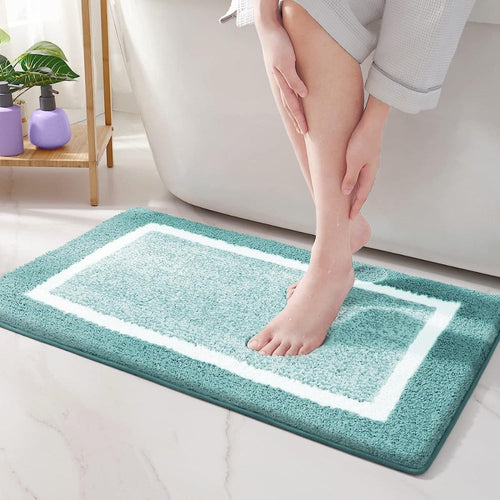 Contemporary Non-Slip Bath Mat – Plush Microfiber with Two-Tone Design