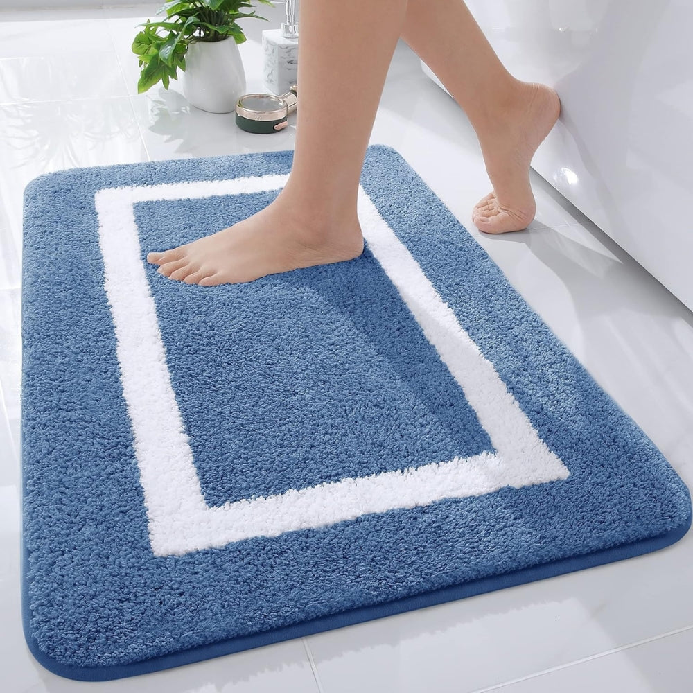 Contemporary Non-Slip Bath Mat – Plush Microfiber with Two-Tone Design 1