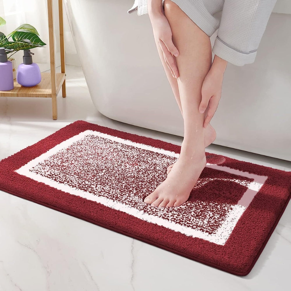 Contemporary Non-Slip Bath Mat – Plush Microfiber with Two-Tone Design 10