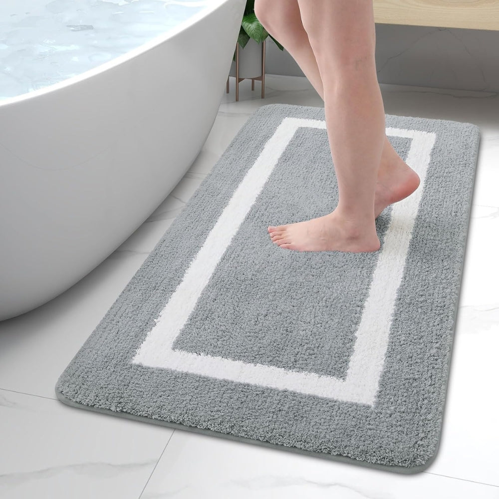 Contemporary Non-Slip Bath Mat – Plush Microfiber with Two-Tone Design 6