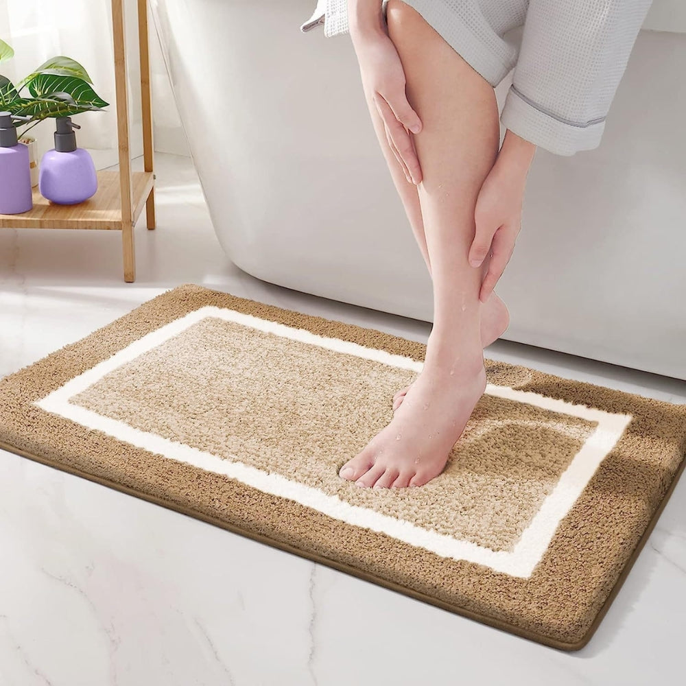 Contemporary Non-Slip Bath Mat – Plush Microfiber with Two-Tone Design 8