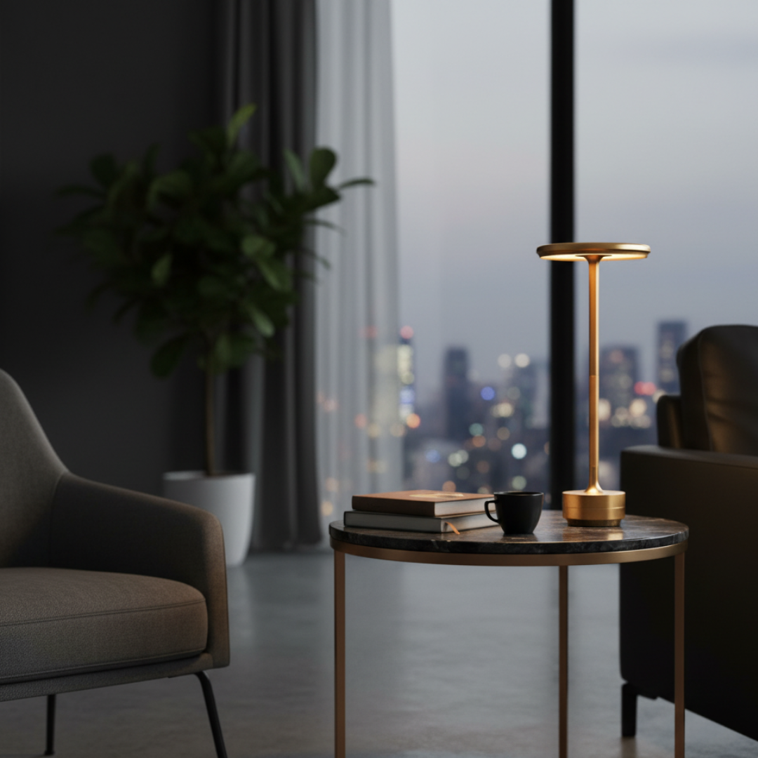 Cordless LED Table Lamp – Minimalist Floating Disc Portable Light