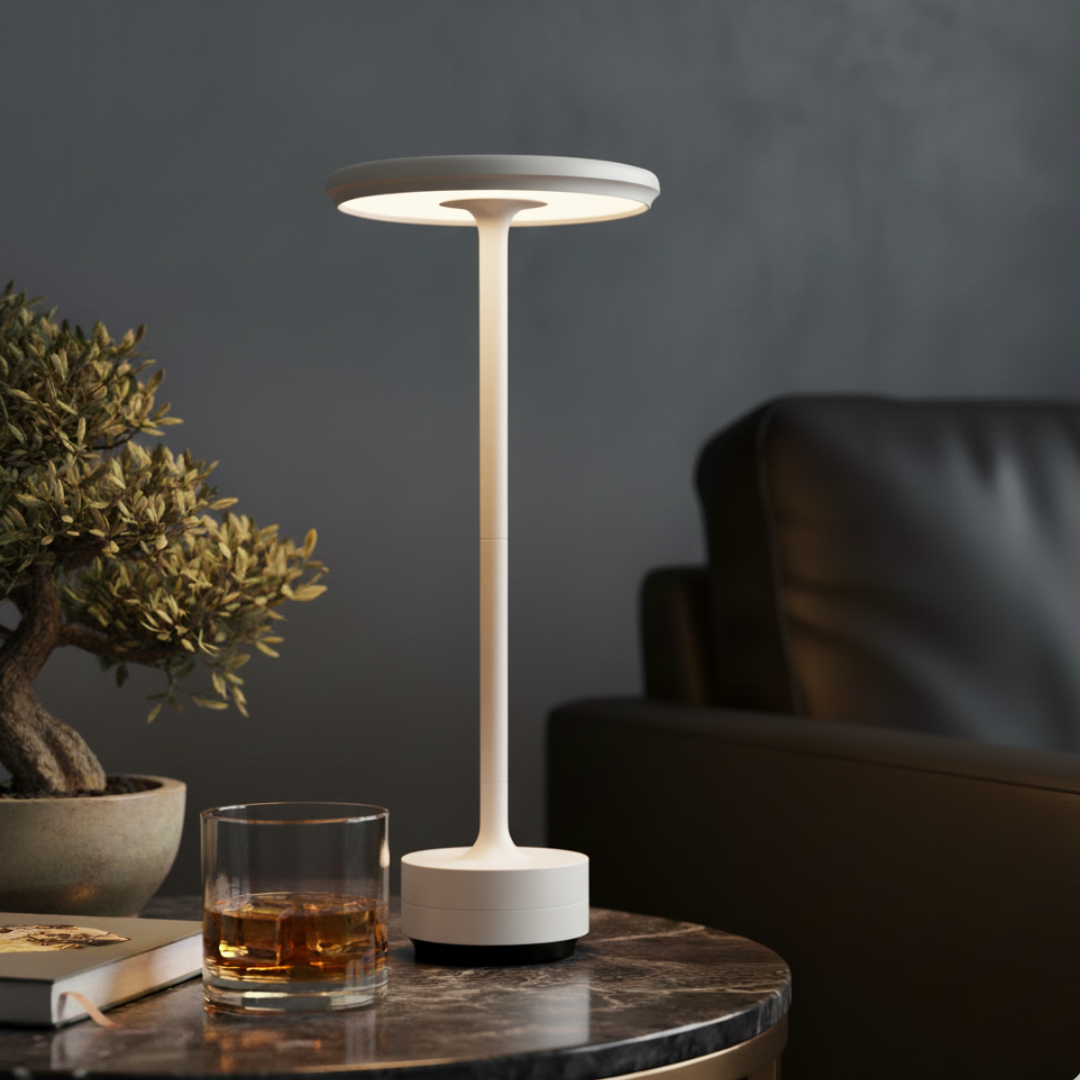 Cordless LED Table Lamp – Minimalist Floating Disc Portable Light