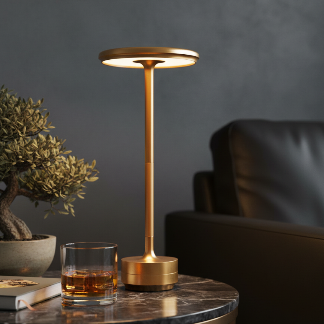 Cordless LED Table Lamp – Minimalist Floating Disc Portable Light