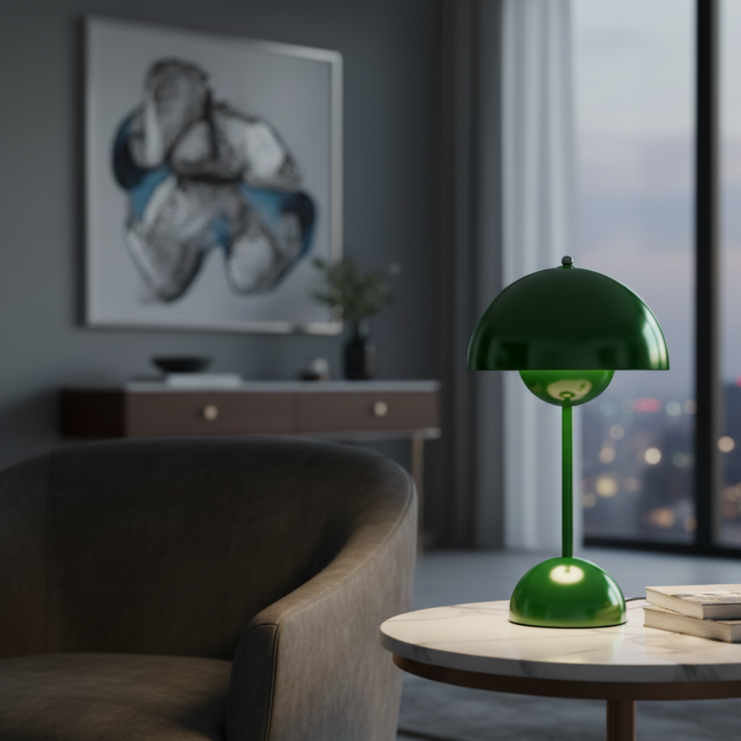 Cordless LED Table Lamp Portable Scandinavian Mushroom Design 28.5cm